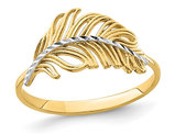 14K Yellow Gold Polished Feather Ring